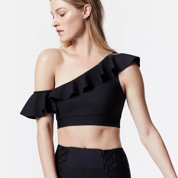 Carbon38 Tops - Carbon38 Off-Should Ruffle Workout Top/Bra Small